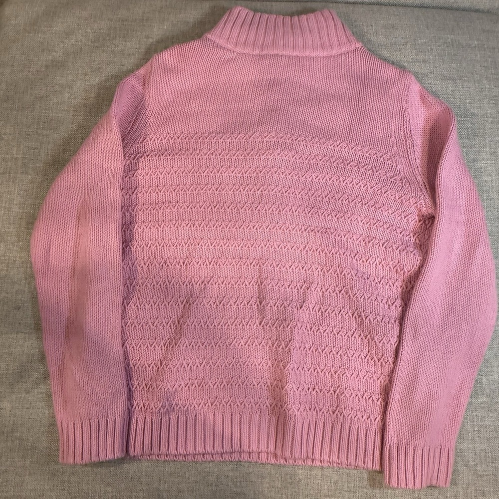 Talbots Pink Knit Sweater Women Small‎ Mock Neck Button Pullover Sz L - Picture 5 of 9